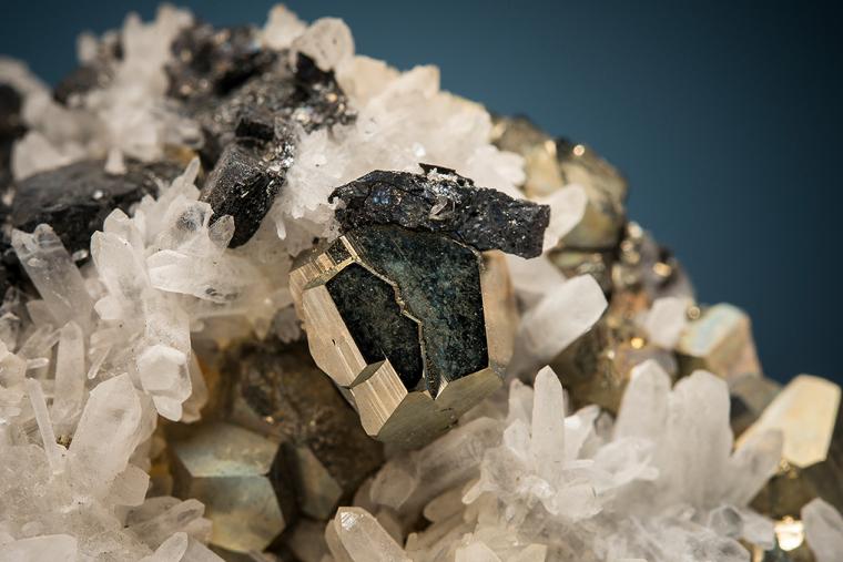 BOURNONITE with PYRITE and QUARTZ